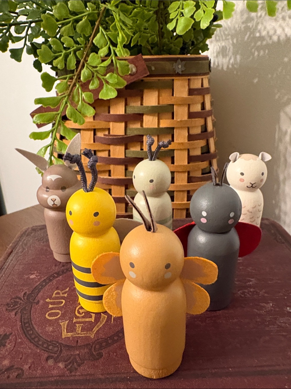 Hearth & Hand with Magnolia 6 pc Spring Toy Animal Peg Pals Figurine Set